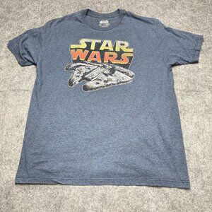 Star Wars Millennium Falcon‎ Mens T-shirt XL Heathered Blue Yellow Orange